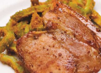 Chuleta de cerdo al horno y vino portugués