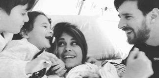 Lionel Messi y su tercer hijo