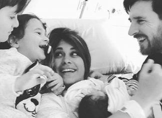 Lionel Messi y su tercer hijo